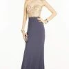 Alyce Paris - 1128 Strapless Beaded Jersey Sheath Dress Formal Gowns