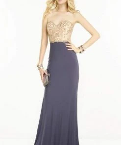 Alyce Paris - 1128 Strapless Beaded Jersey Sheath Dress Formal Gowns