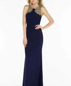 Formal Gowns Alyce Paris - 1155 Gilt Beaded Cutout Back Long Gown 7 Formal Gowns Alyce Paris - 1155 Gilt Beaded Cutout Back Long Gown