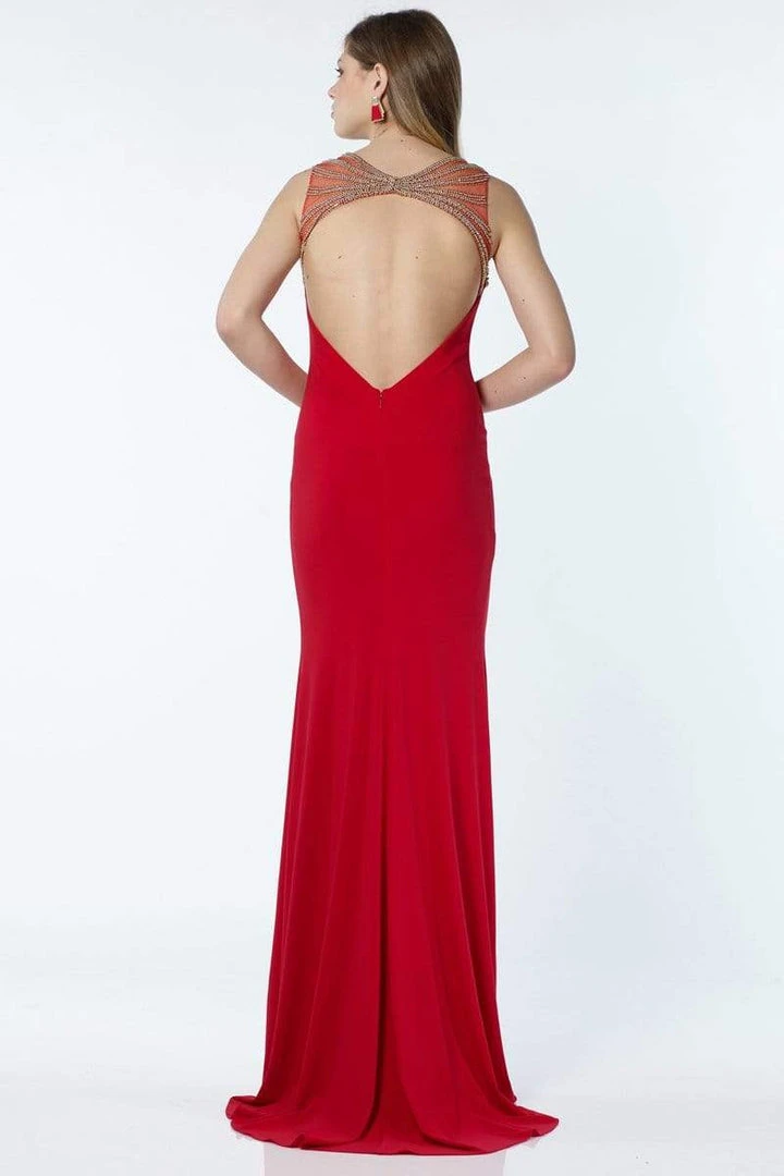 Formal Gowns Alyce Paris - 1155 Gilt Beaded Cutout Back Long Gown 4 Formal Gowns Alyce Paris - 1155 Gilt Beaded Cutout Back Long Gown