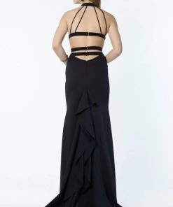 Alyce Paris - 1204 High Halter Neck Strappy Midriff Long Gown 6 Alyce Paris - 1204 High Halter Neck Strappy Midriff Long Gown