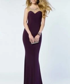 Formal Gowns Alyce Paris - 1217 Jewel-Sprinkled Illusion Back Long Gown