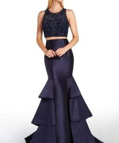 Alyce Paris - 1296 Two-Piece Beaded Bodice Tiered Mermaid Gown