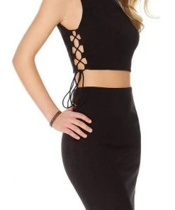 Alyce Paris - 1328 Two Piece High Neck Jersey Fitted Dress Cocktail Dresses