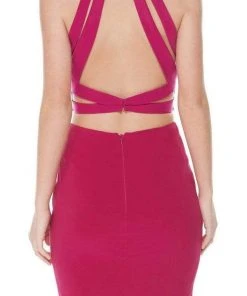 Cocktail Dresses Alyce Paris - 1370 Two Piece Beaded Halter Fitted Jersey Dress 5 Cocktail Dresses Alyce Paris - 1370 Two Piece Beaded Halter Fitted Jersey Dress