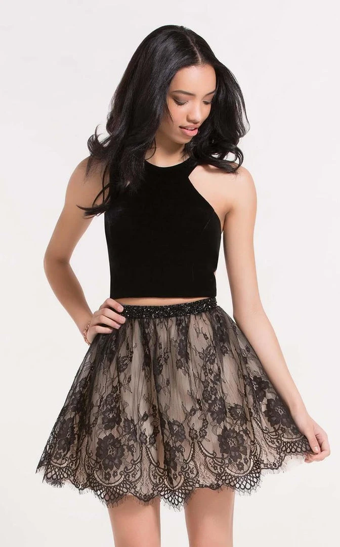 Cocktail Dresses Alyce Paris - 2646 Velvet And Lace Two Piece Cocktail Dress 3 Cocktail Dresses Alyce Paris - 2646 Velvet And Lace Two Piece Cocktail Dress