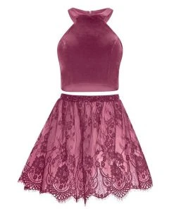 Cocktail Dresses Alyce Paris - 2646 Velvet And Lace Two Piece Cocktail Dress 9 Cocktail Dresses Alyce Paris - 2646 Velvet And Lace Two Piece Cocktail Dress