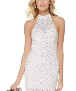 Alyce Paris - 2654 Diamond Lace Halter Style Cocktail Dress