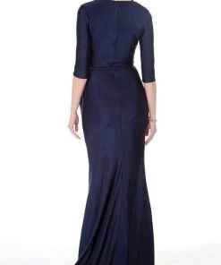 Alyce Paris - 27015 Quarter Length Sleeves V-Neck Evening Dress Formal Gowns