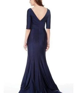 Alyce Paris - 27016 V Neck Half Sleeves Mermaid Evening Dress Formal Gowns