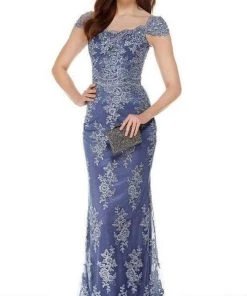 Formal Gowns Alyce Paris - 27042 Scalloped Lace Cap Sleeves Evening Gown