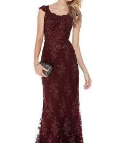 Formal Gowns Alyce Paris - 27042 Scalloped Lace Cap Sleeves Evening Gown 7 Formal Gowns Alyce Paris - 27042 Scalloped Lace Cap Sleeves Evening Gown