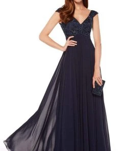 Alyce Paris - 27246 V-neck Empire Waist Chiffon A-line Dress 1 Pc Deep Claret In Size 4 Available Formal Gowns