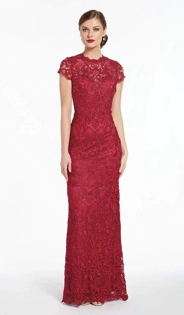 Formal Gowns Alyce Paris - 27289 Cap Sleeved Allover Lace Dress With Cutout Back - 1 Pc Wine In Size 6 Available 3 Formal Gowns Alyce Paris - 27289 Cap Sleeved Allover Lace Dress With Cutout Back - 1 Pc Wine In Size 6 Available