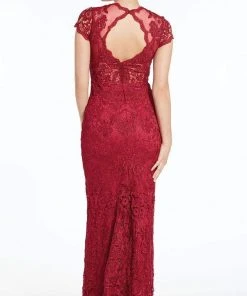 Formal Gowns Alyce Paris - 27289 Cap Sleeved Allover Lace Dress With Cutout Back - 1 Pc Wine In Size 6 Available 5 Formal Gowns Alyce Paris - 27289 Cap Sleeved Allover Lace Dress With Cutout Back - 1 Pc Wine In Size 6 Available
