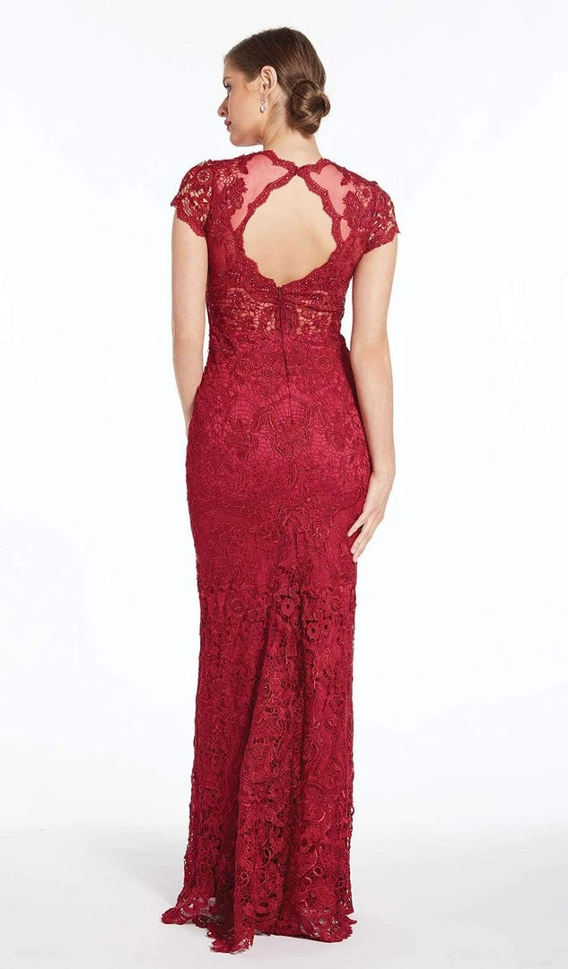 Formal Gowns Alyce Paris - 27289 Cap Sleeved Allover Lace Dress With Cutout Back - 1 Pc Wine In Size 6 Available 4 Formal Gowns Alyce Paris - 27289 Cap Sleeved Allover Lace Dress With Cutout Back - 1 Pc Wine In Size 6 Available