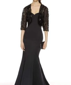 Alyce Paris - 27401 Lace Enclosed Back 3/4 Sleeves Bolero Formal Gowns