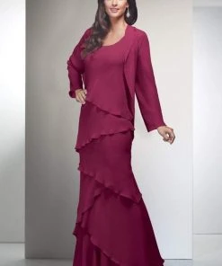 Alyce Paris - 29292 Layered Chiffon Dress With Long Sleeved Jacket Formal Gowns