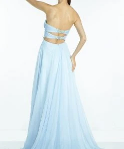 Alyce Paris - 35812 Strapless Sweetheart Neck Ruched Beaded Waist Silky Chiffon Gown - 1 Pc Midnight In Size 2 Available Formal Gowns