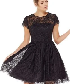 Cocktail Dresses Alyce Paris - 3792 Fit And Flare Lace Overlay Cocktail Dress - 1 Pc Black In Size 12 Available