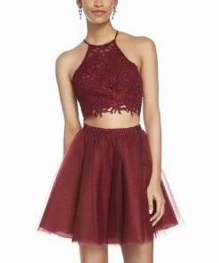 Alyce Paris - 3824 Two Piece Embellished Tulle A-line Cocktail Dress Cocktail Dresses
