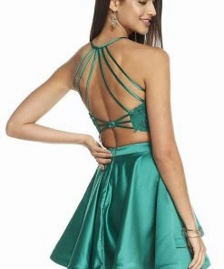 Alyce Paris - 3825 Two-Piece Beaded Lace Top Satin Cocktail Dress