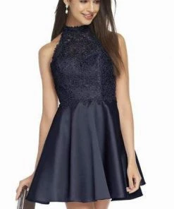 Alyce Paris - 3847 Racerback Lace Bodice Mikado Cocktail Dress