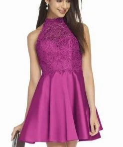 Alyce Paris - 3847 Racerback Lace Bodice Mikado Cocktail Dress