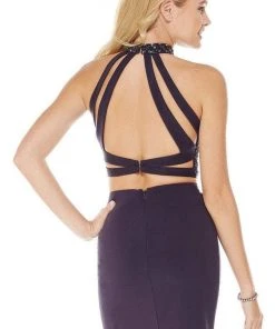 Alyce Paris - 4014 Embellished Two Piece High Halter Jersey Dress 5 Alyce Paris - 4014 Embellished Two Piece High Halter Jersey Dress