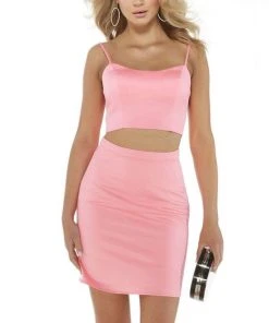 Alyce Paris - 4322 Two-Piece Sleeveless Crepe Fitted Cocktail Dress - 1 Pc Bubblegum In Size 4 Available