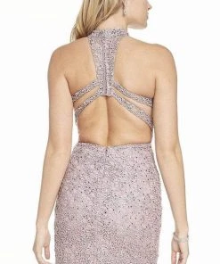 Alyce Paris - 4440 Halter Neck Cutout Racerback Lace Cocktail Dress Cocktail Dresses 7 Alyce Paris - 4440 Halter Neck Cutout Racerback Lace Cocktail Dress Cocktail Dresses