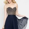 Alyce Paris - 46573 Bejeweled Sweetheart A-line Dress - 1 Pc Navy Gold In Size 10 Available Cocktail Dresses