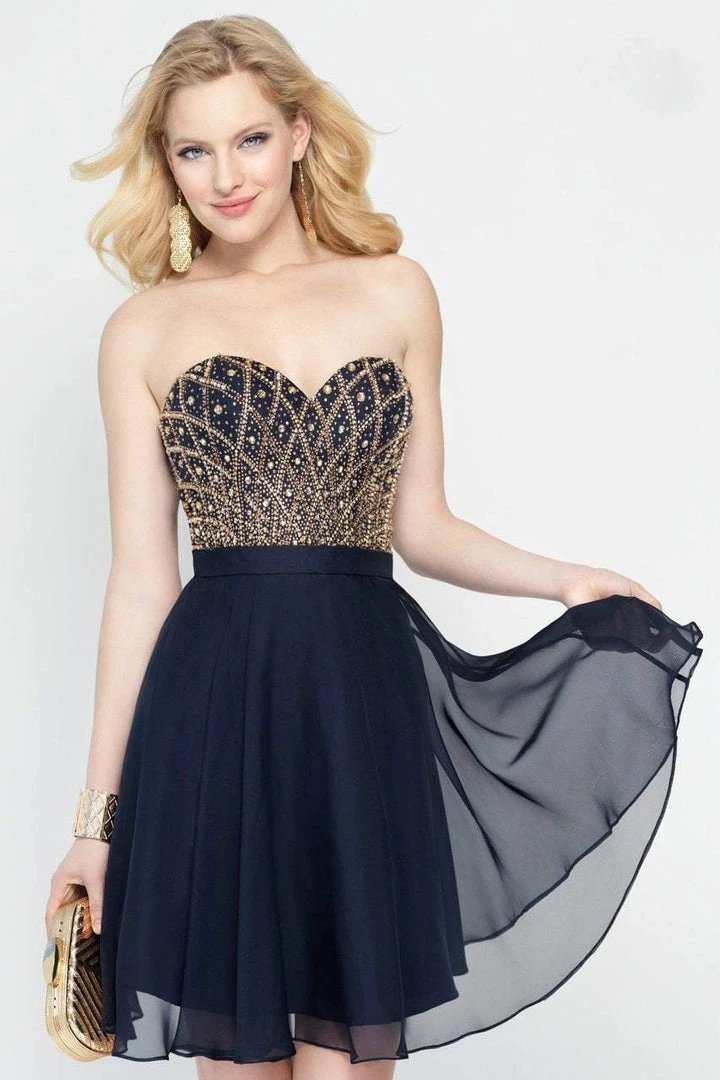 Alyce Paris - 46573 Bejeweled Sweetheart A-line Dress - 1 Pc Navy Gold In Size 10 Available Cocktail Dresses 3 Alyce Paris - 46573 Bejeweled Sweetheart A-line Dress - 1 Pc Navy Gold In Size 10 Available Cocktail Dresses