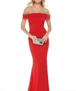 Alyce Paris - 5024 Off The Shoulder Satin Trumpet Evening Dress - 1 Pc Diamond White In Size 6 Available Formal Gowns