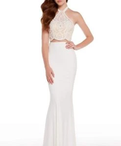 Formal Gowns Alyce Paris - 60021 Two Piece Embroidered Halter Dress