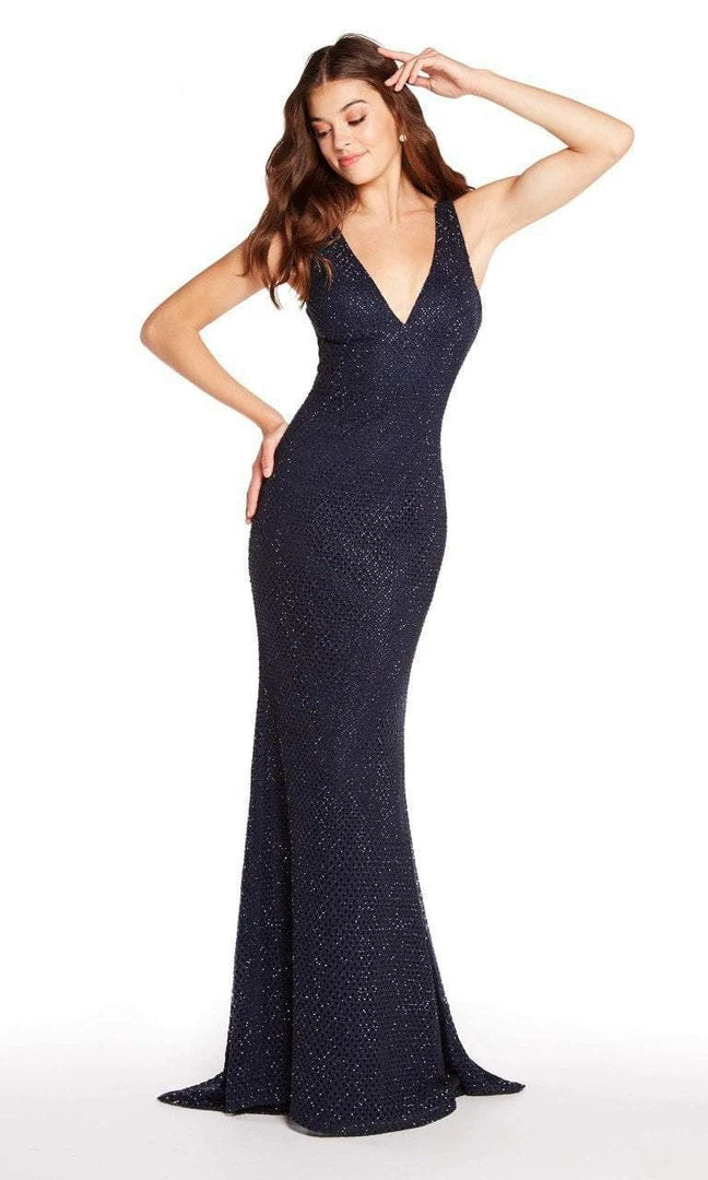Alyce Paris - 60156 Sleeveless V-Neck Diamond Lace Evening Gown - 1 Pc Periwinkle In Size 12 Available 3 Alyce Paris - 60156 Sleeveless V-Neck Diamond Lace Evening Gown - 1 Pc Periwinkle In Size 12 Available