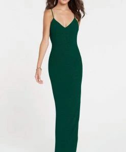 Alyce Paris - 60292 Shimmering Sleeveless V Neck Fitted Jersey Dress