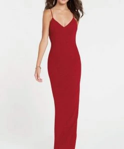 Alyce Paris - 60292 Shimmering Sleeveless V Neck Fitted Jersey Dress