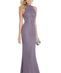 Formal Gowns Alyce Paris - 60318 Diamond Lace High Halter Dress With Open Back