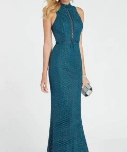 Formal Gowns Alyce Paris - 60318 Diamond Lace High Halter Dress With Open Back