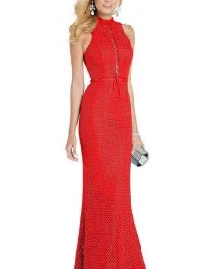 Formal Gowns Alyce Paris - 60318 Diamond Lace High Halter Dress With Open Back