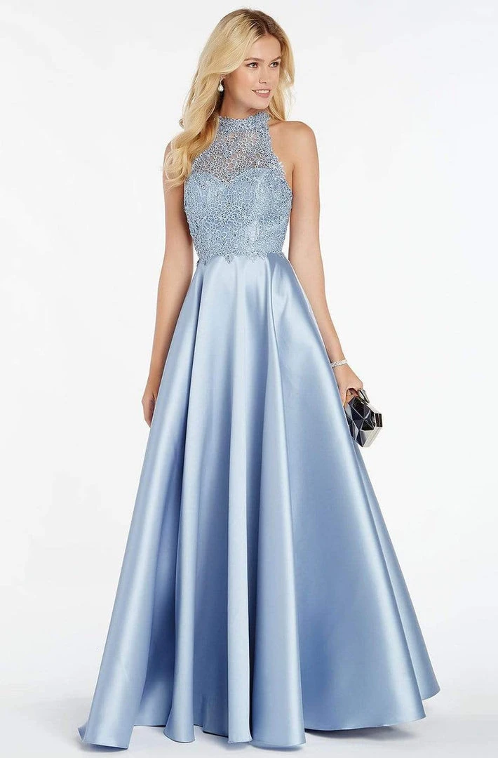 Alyce Paris - 60331 Halter Lace Appliqued Mikado Racerback Prom Gown Formal Gowns 3 Alyce Paris - 60331 Halter Lace Appliqued Mikado Racerback Prom Gown Formal Gowns