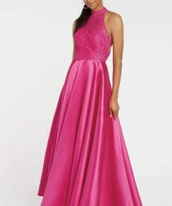 Alyce Paris - 60331 Halter Lace Appliqued Mikado Racerback Prom Gown Formal Gowns 9 Alyce Paris - 60331 Halter Lace Appliqued Mikado Racerback Prom Gown Formal Gowns