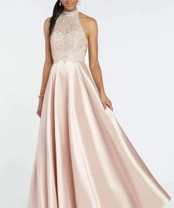 Alyce Paris - 60331 Halter Lace Appliqued Mikado Racerback Prom Gown Formal Gowns 8 Alyce Paris - 60331 Halter Lace Appliqued Mikado Racerback Prom Gown Formal Gowns