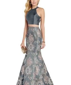 Formal Gowns Alyce Paris - 60335 Two Piece High Halter Jacquard Mermaid Dress 9 Formal Gowns Alyce Paris - 60335 Two Piece High Halter Jacquard Mermaid Dress