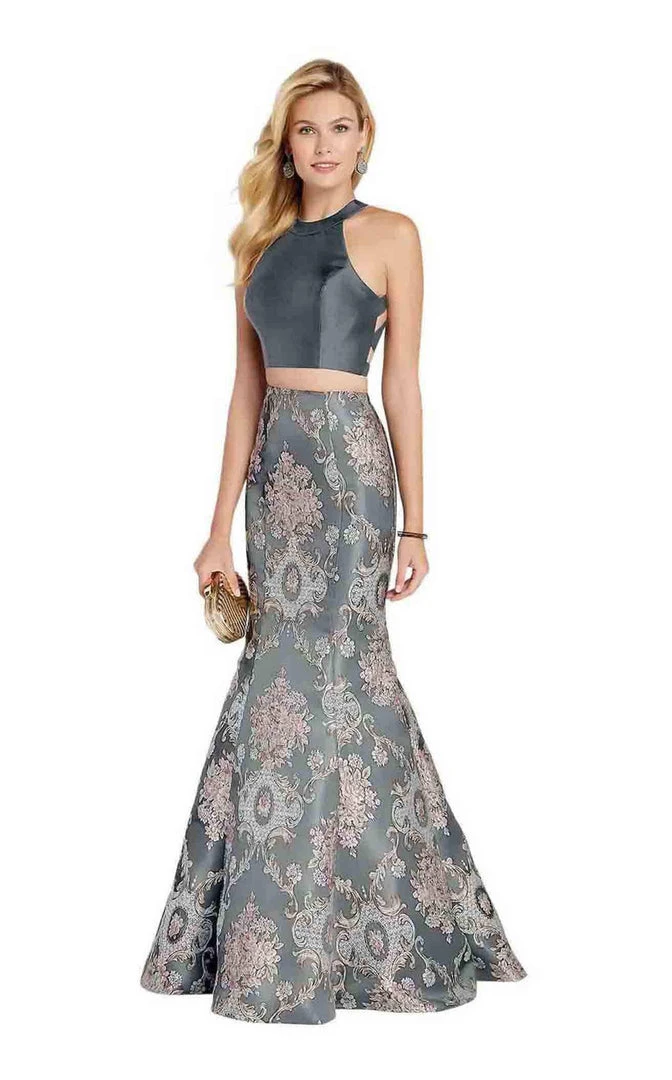 Formal Gowns Alyce Paris - 60335 Two Piece High Halter Jacquard Mermaid Dress 6 Formal Gowns Alyce Paris - 60335 Two Piece High Halter Jacquard Mermaid Dress