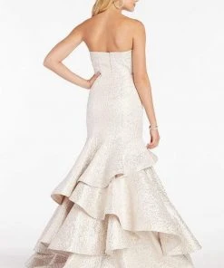 Alyce Paris - 60338 Strapless Sweetheart Neckline Brocade Ruffled Mermaid Gown - 1 Pc Champagne In Size 4 Available Formal Gowns