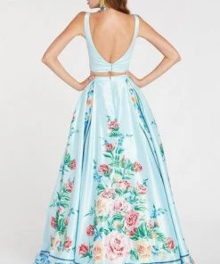 Alyce Paris - 60421 Hand Painted Printed Two Piece Satin A-line Dress
