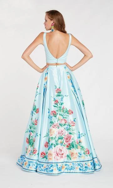 Alyce Paris - 60421 Hand Painted Printed Two Piece Satin A-line Dress 4 Alyce Paris - 60421 Hand Painted Printed Two Piece Satin A-line Dress