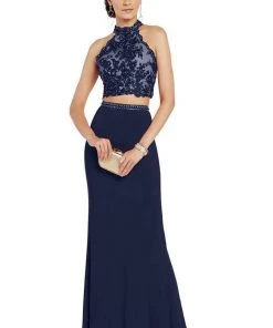 Alyce Paris - 60547 Beaded Lace Two Piece High Halter Evening Dress Formal Gowns 7 Alyce Paris - 60547 Beaded Lace Two Piece High Halter Evening Dress Formal Gowns